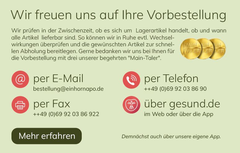 Ob telefonisch, per E-Mail, per Fax oder über Warenlager-Online: Wir freuen uns auf Ihre Vorbestellung.